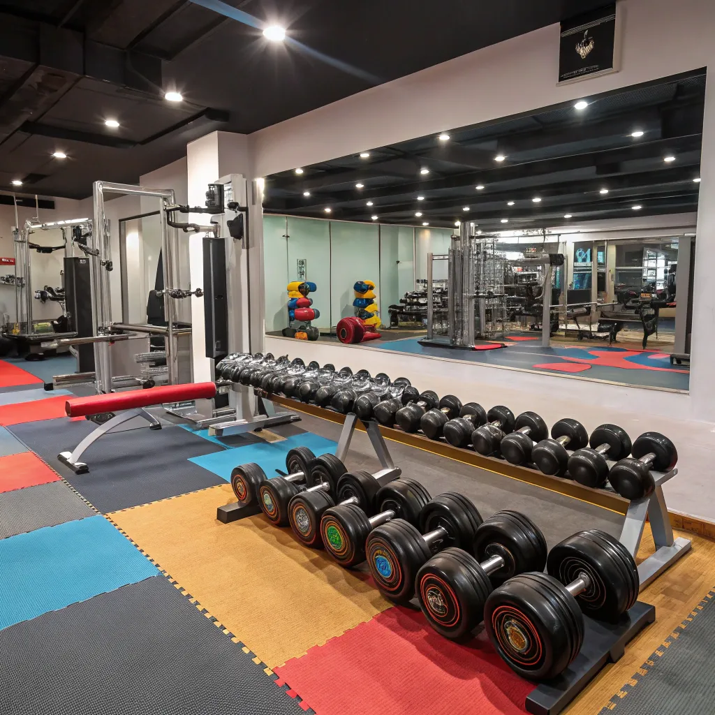 Weight training equipment in the gym